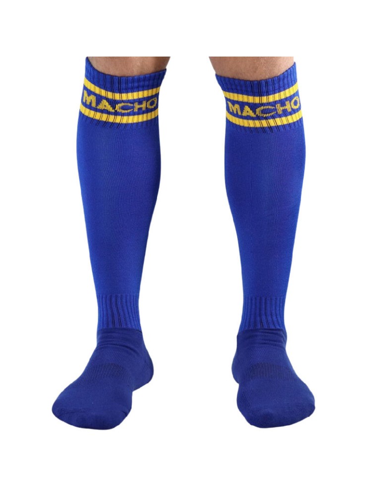 chaussettes longues homme taille unique bleu