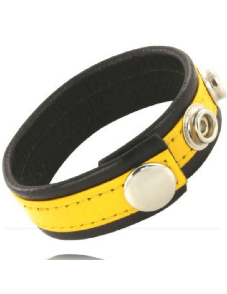 bracelet en cuir dur réglable en métal pénis jaune-noir