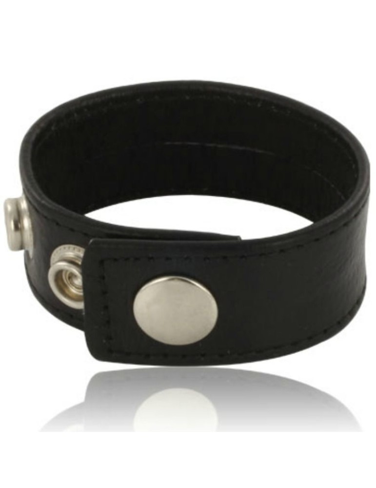 bracelet en cuir dur réglable en métal pour pénis noir