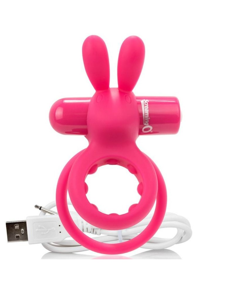 anneau double rechargeable screaming o avec lapin ou lièvre - rose