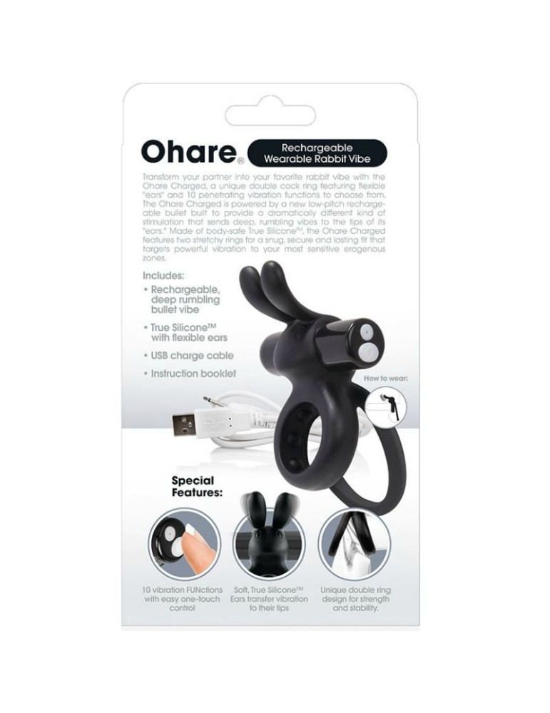 anneau double rechargeable screaming avec lapin ou lièvre - noir_3