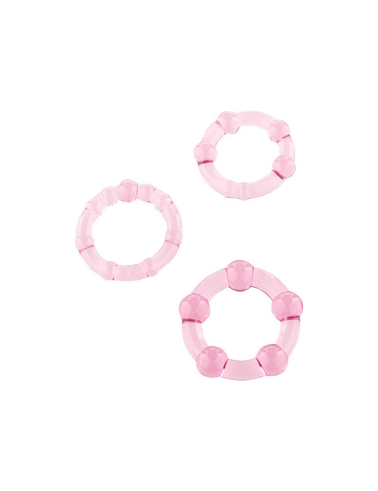 sevencreations ensemble de trois anneaux de pénis roses