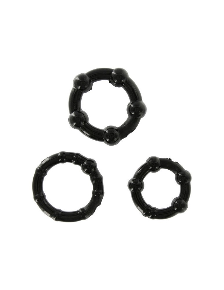 sevencreations set trois anneaux péniens noirs