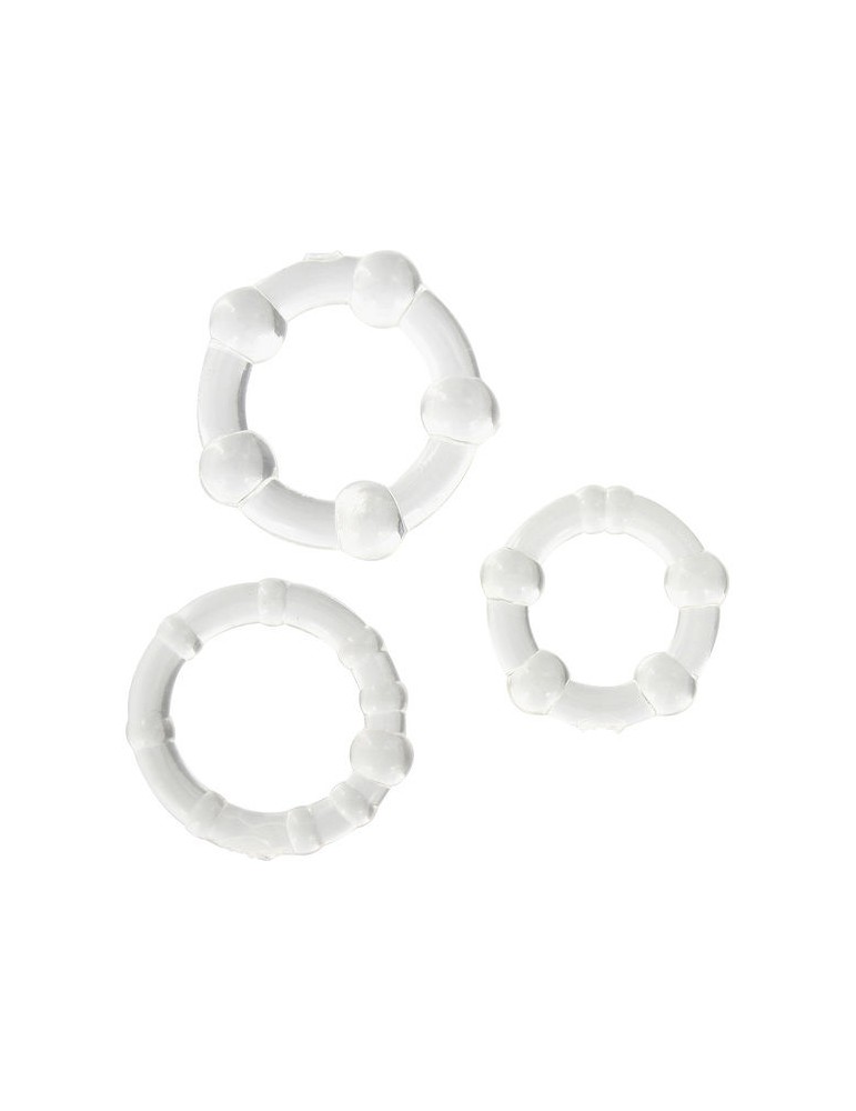 sevencreations ensemble de trois anneaux péniens transparents