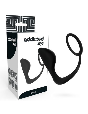 addicted toys plug anal avec anneau pénien noir
