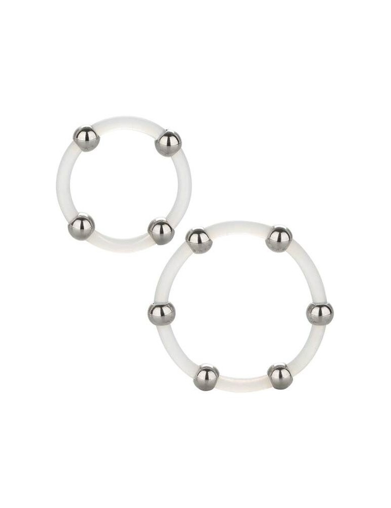 calex kit de 2 anneaux en silicone avec perles en acier