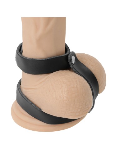 anneau de pénis et de testicule réglable en cuir noir_3