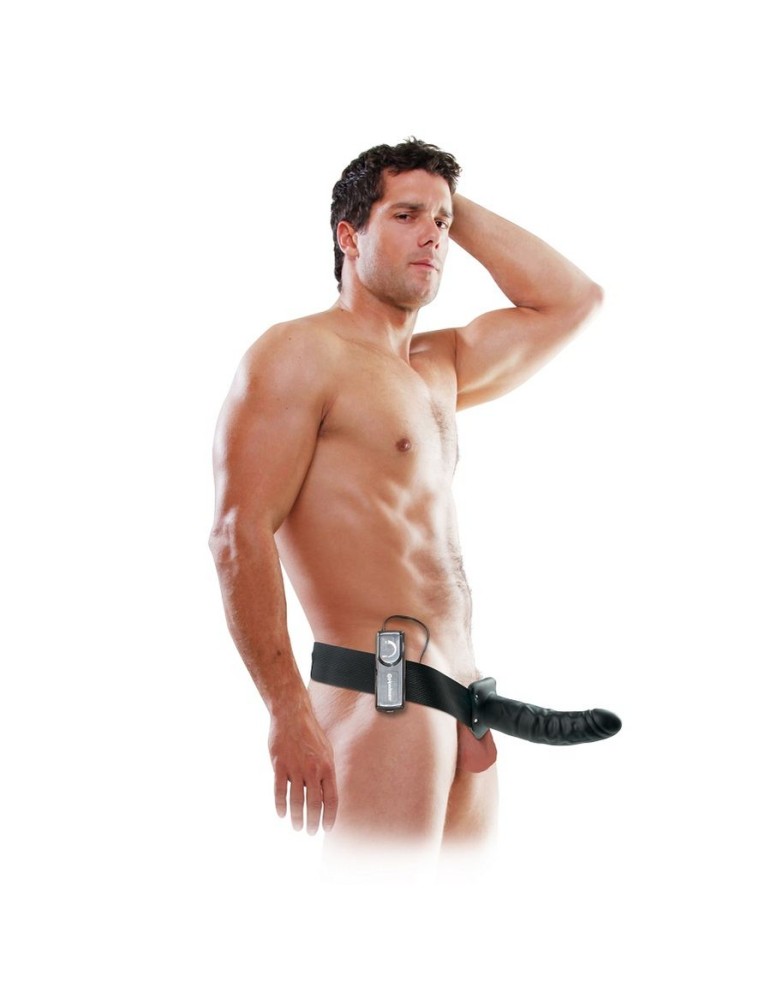 harnais vibromasseur creux fétiche fantasy 19 cm noir