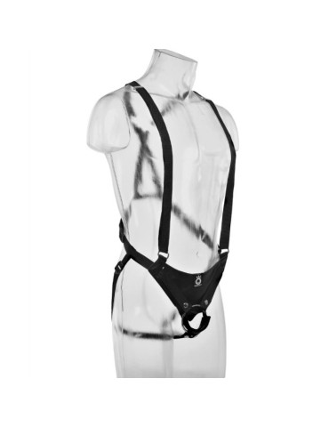 strap-on avec gode creux de 28 cm et bretelles couleur chair_5