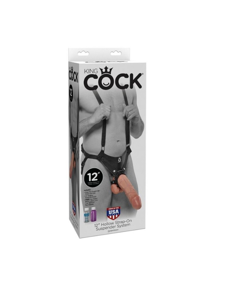 strap-on avec gode creux de 30,5 cm et bretelles couleur chair_2