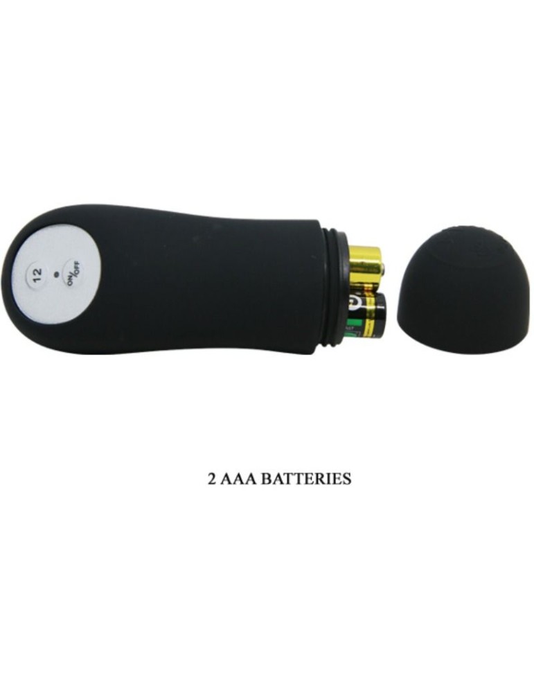 forme de pénis plug anal silicone pretty love et 12 modes vibrant - noir_6