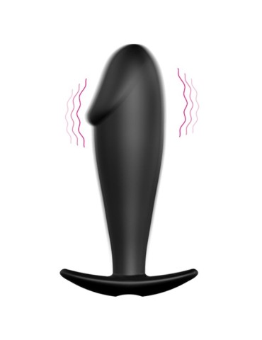 forme de pénis plug anal silicone pretty love et 12 modes vibrant - noir_9