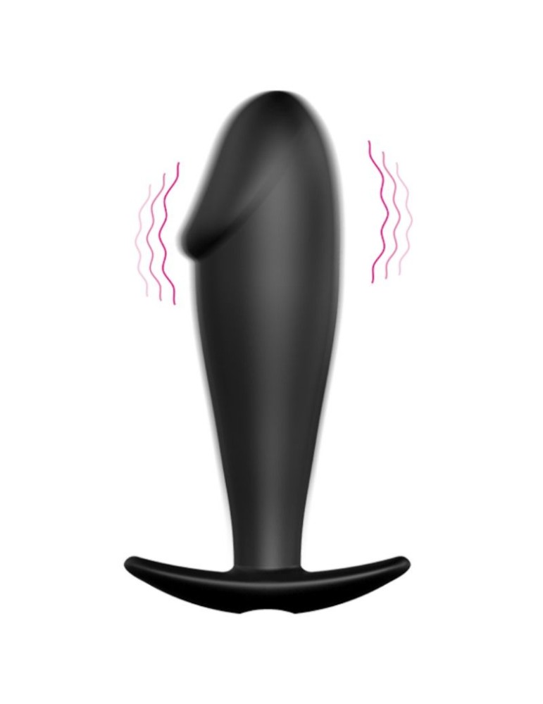 forme de pénis plug anal silicone pretty love et 12 modes vibrant - noir_9