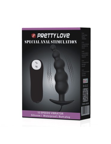 plug anal en silicone pretty love stimulation supplémentaire et 12 modes vibrant - noir_8