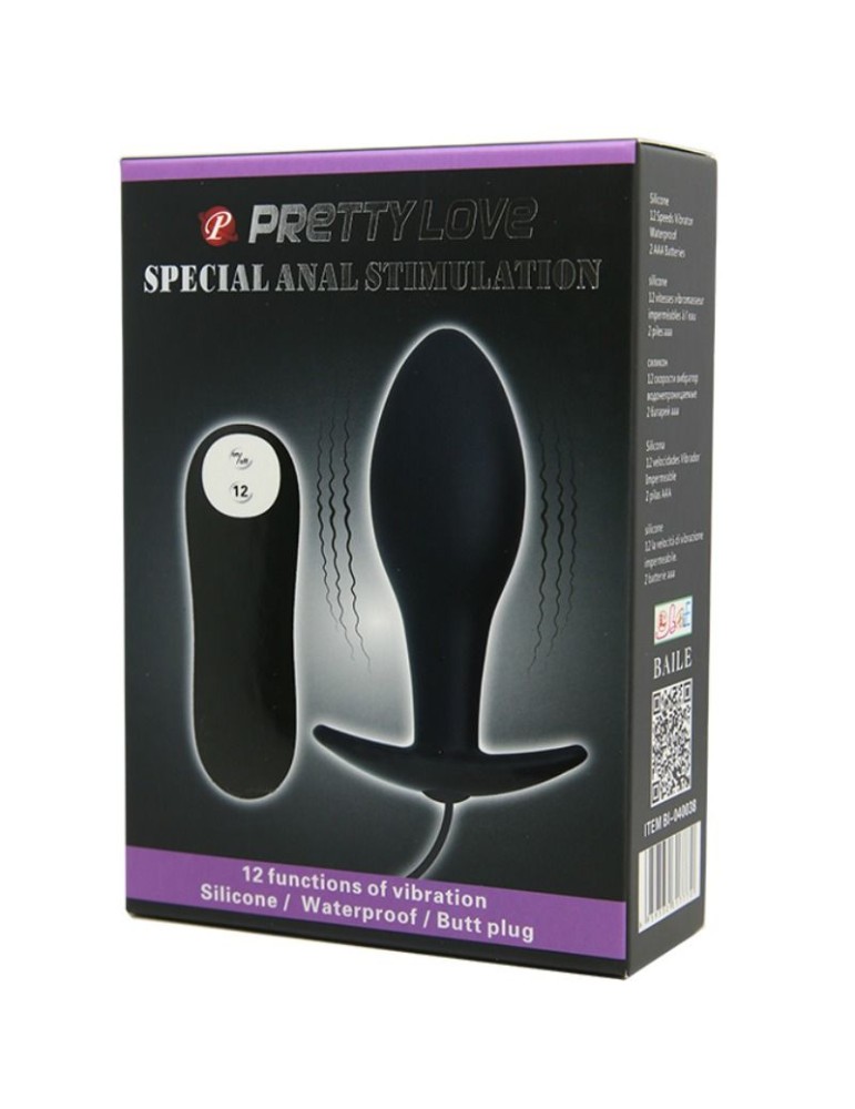 pretty love plug anal forme d'ancre en silicone 12 modes vibrant noir_3