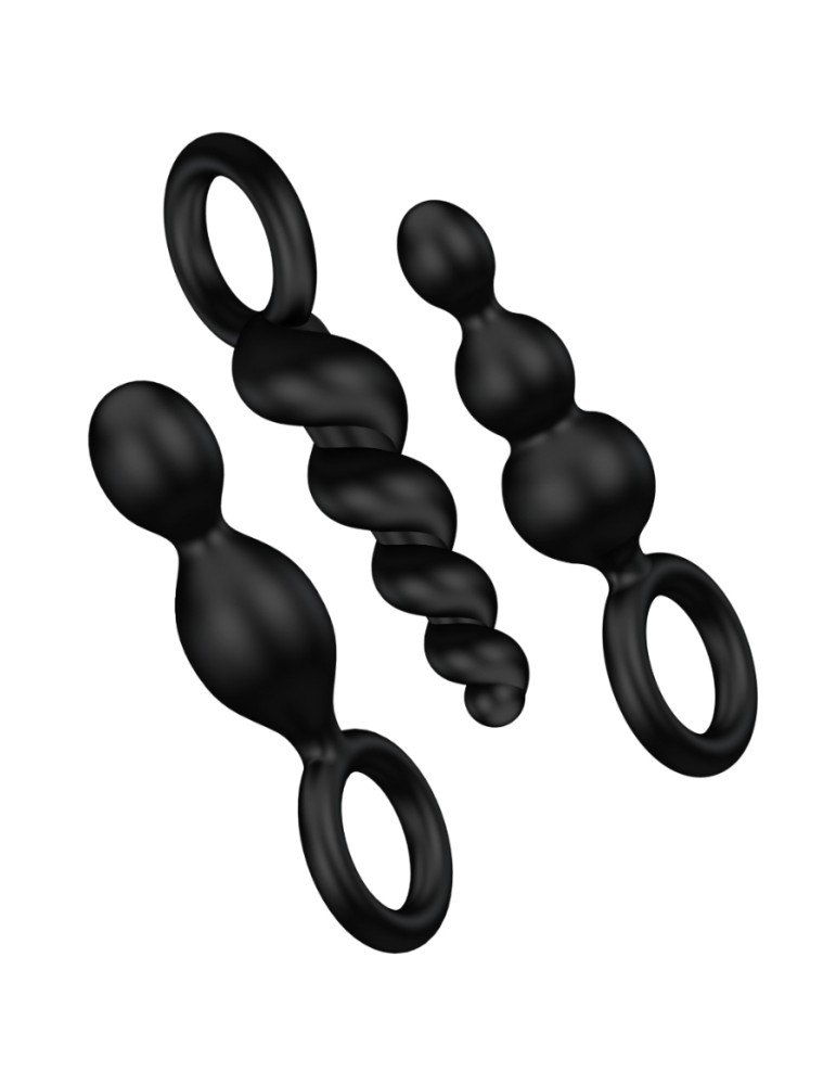 satisfyer anal plugs set 3pcs noir