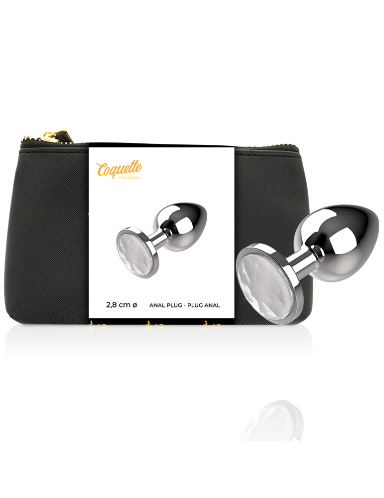 plug anal coquette en métal taille s transparent 2,7x 8cm