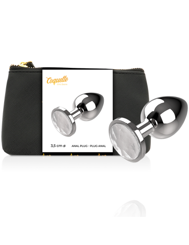 plug anal coquette en métal taille m transparent 3,5 x 8cm