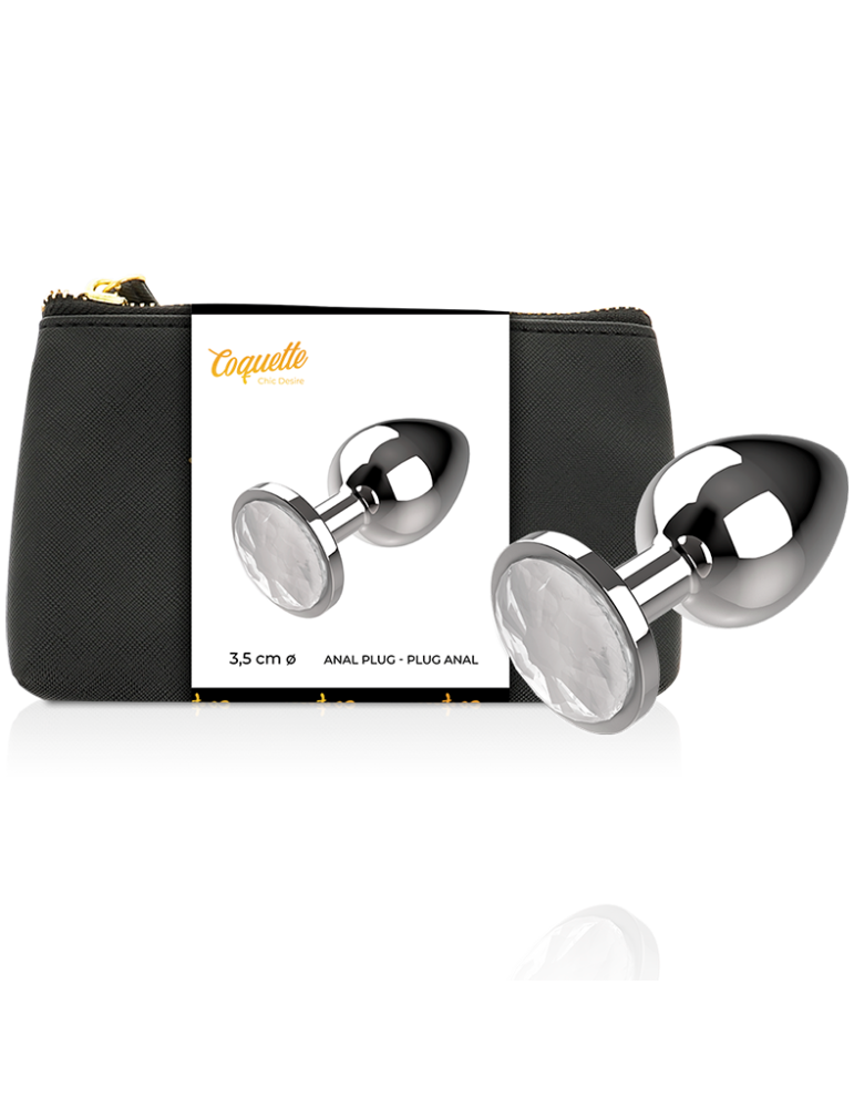 plug anal coquette en métal taille m transparent 3,5 x 8cm