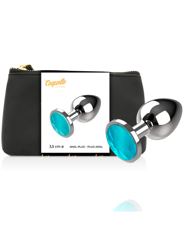 plug anal coquette métal taille m cristal bleu 3,5 x 8cm