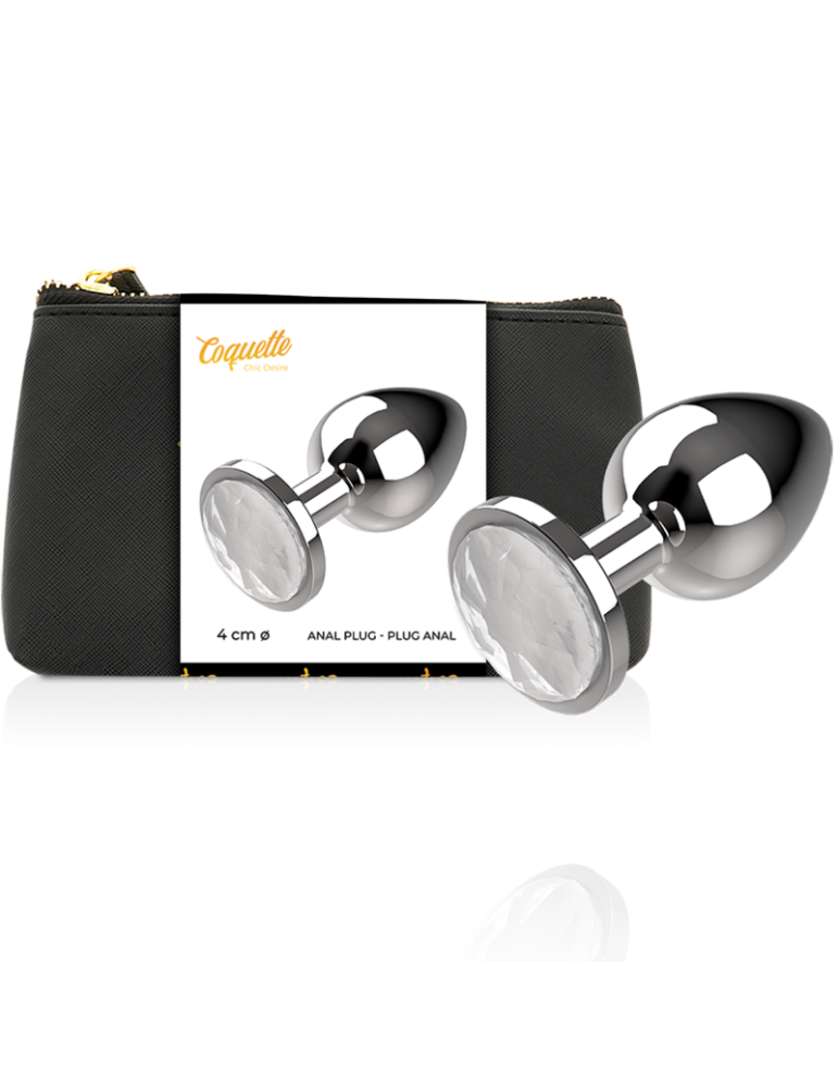 coquette plug anal en métal taille l limpide 4 x 9cm
