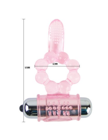 Anneau silicone 10 rythmes langue avec vibration rose