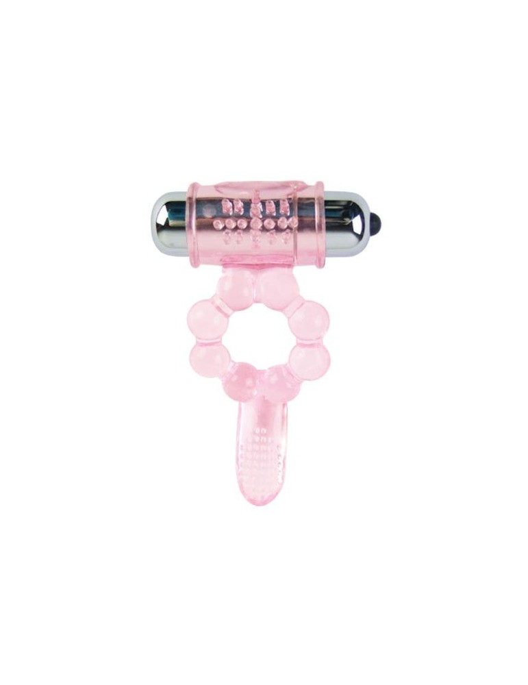 anneau silicone 10 rythmes langue avec vibration rose_2