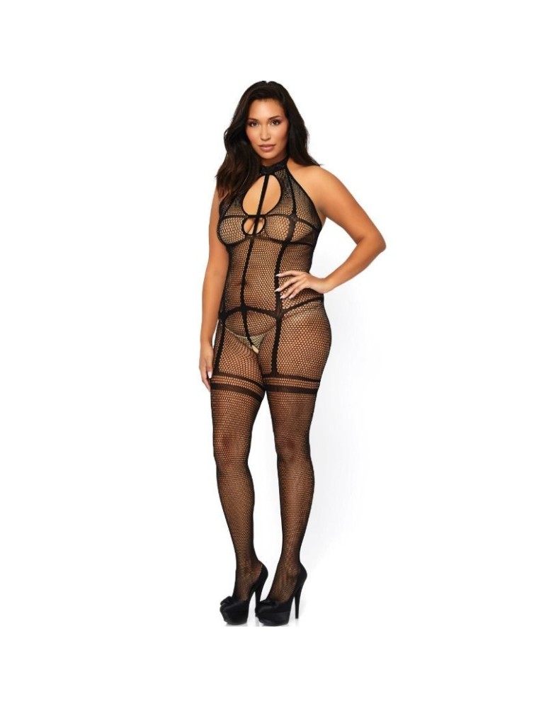 body en résille de body avenue de jambe avec ouverture taille plus