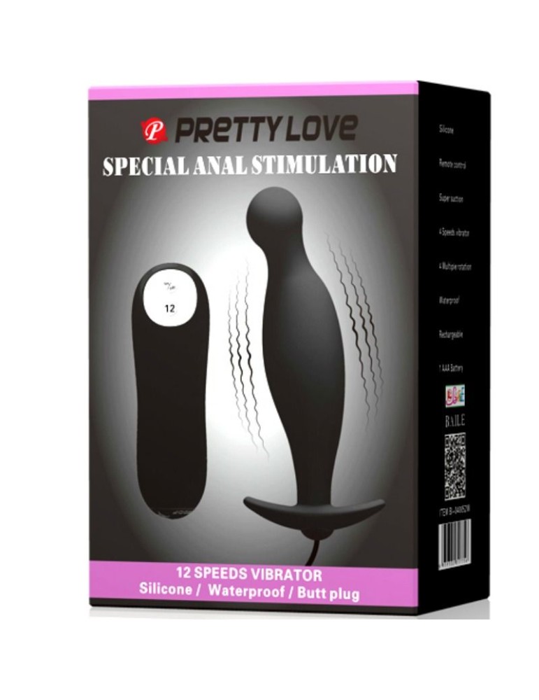 joli plug anal en silicone d'amour 12 modes vibrant noir_7