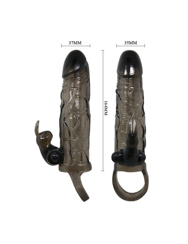 gaine de pénis réaliste brave man avec lapin 16,5 cm noir_5