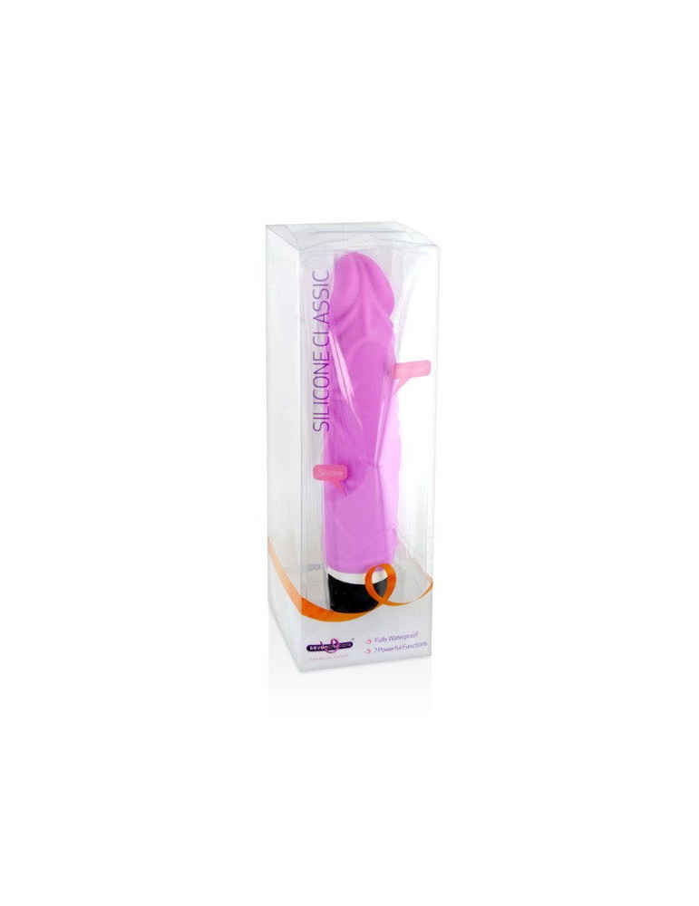 vibromasseur classique en silicone rose 16 cm_2