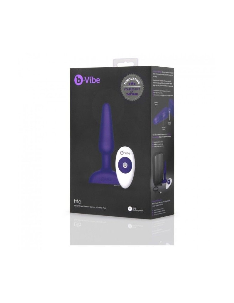 plug anal lilas télécommandé trio b-vibe_3