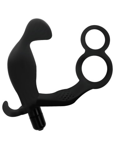 plug anal addicted toys avec double anneau pénien et testicules noirs_3