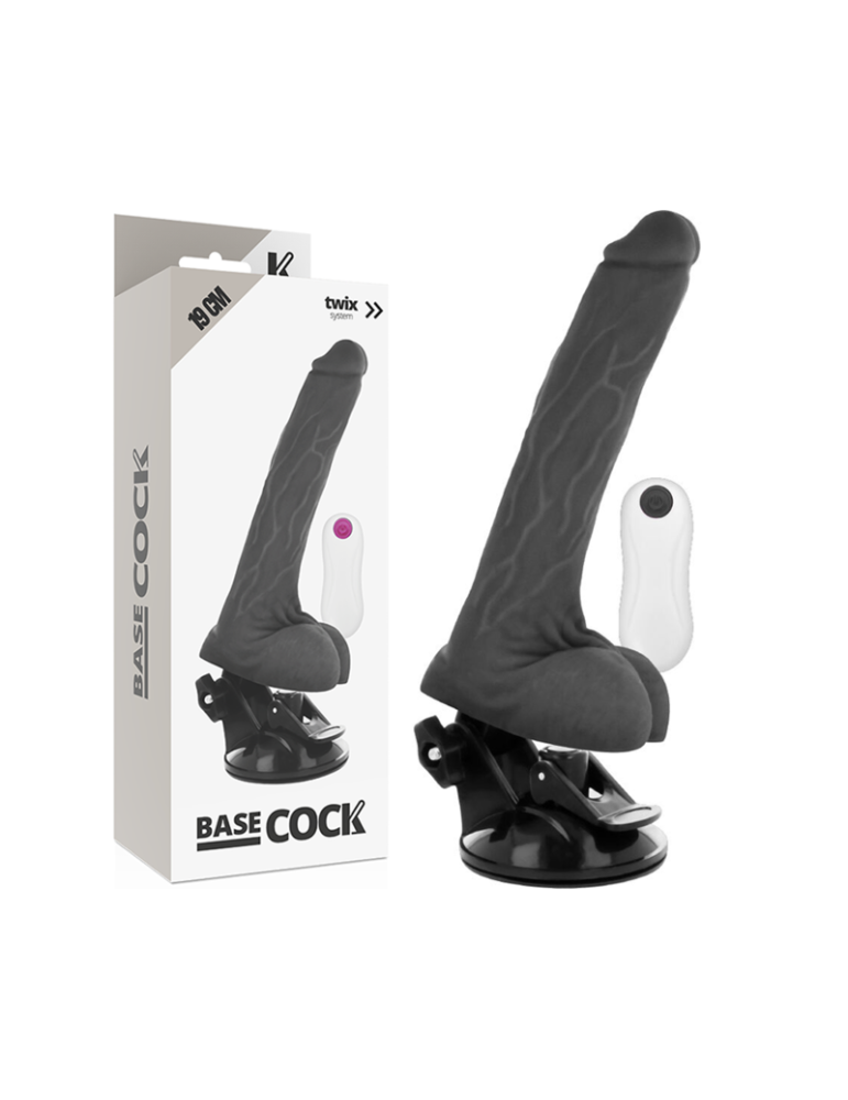 télécommande vibromasseur réaliste à base de coq noir 19 cm