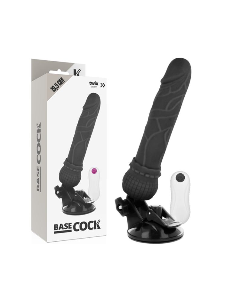 télécommande réaliste vibromasseur à base de coq noir 19,5 cm