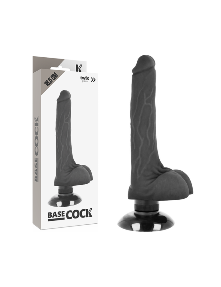 vibromasseur réaliste à base de bite 2-1 noir 18,5cm