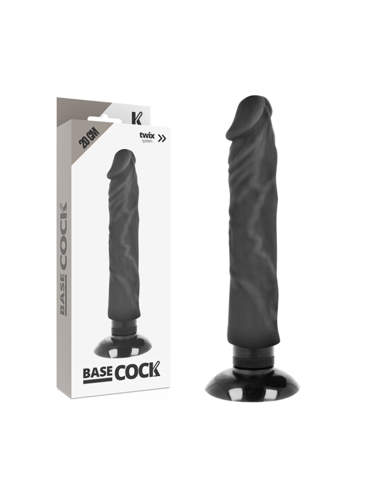 vibromasseur réaliste à base de bite 2-1 noir 20cm