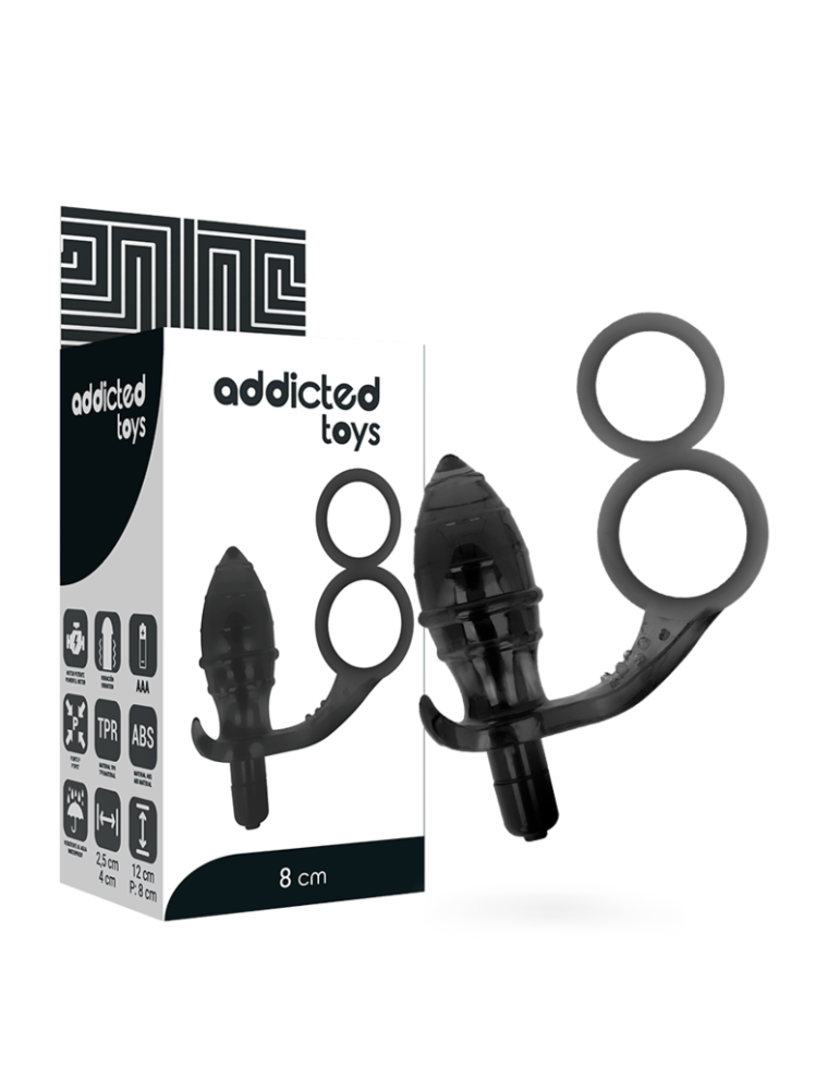 plug anal addicted toys avec double anneau noir