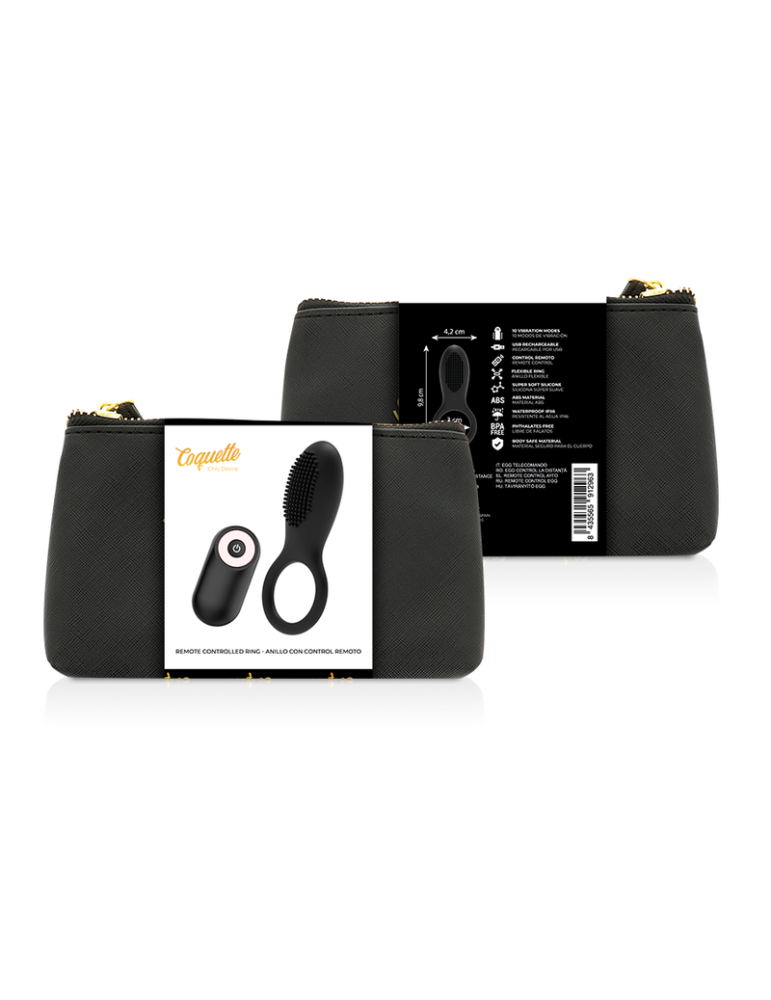 anneau vibrant télécommande rechargeable coquette noir / or_2