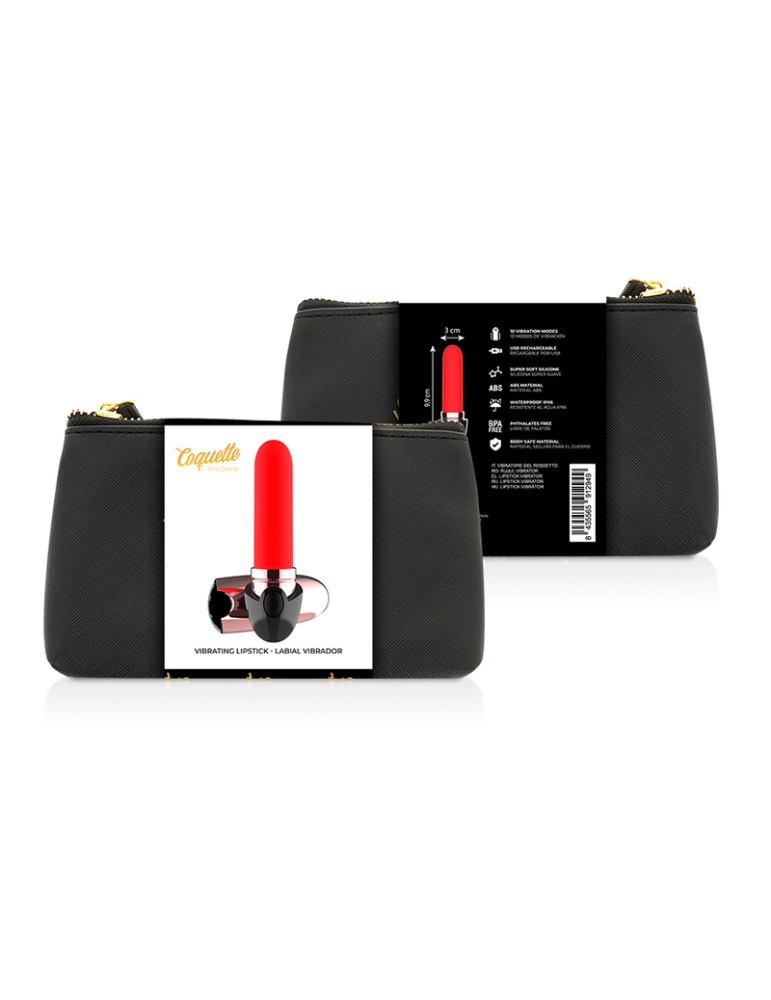 rouge à lèvres vibrant rechargeable coquette luxe noir / or_2