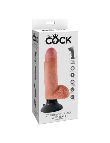 gode vibrant king cock avec testicules 17,78 cm naturel_7