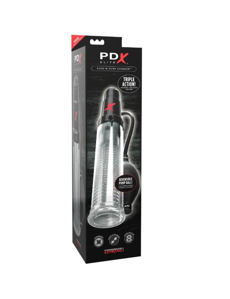 pompe d'aspiration de masturbateur vibrant pdx elite suck n pump stroker_4