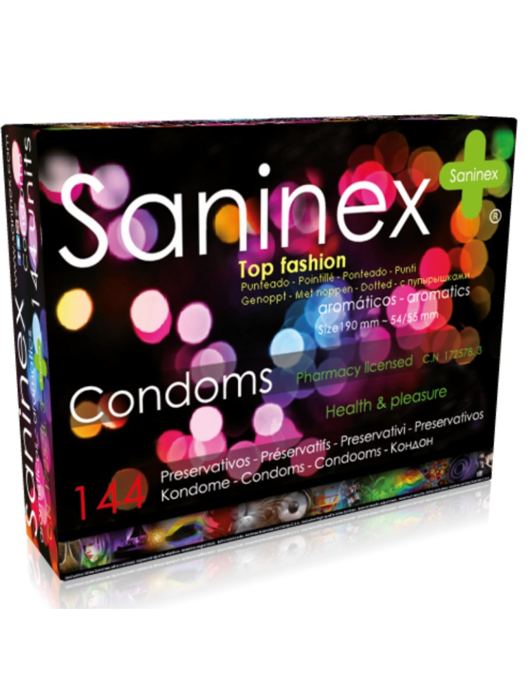 préservatifs saninex top fashion pointillés 144 pcs