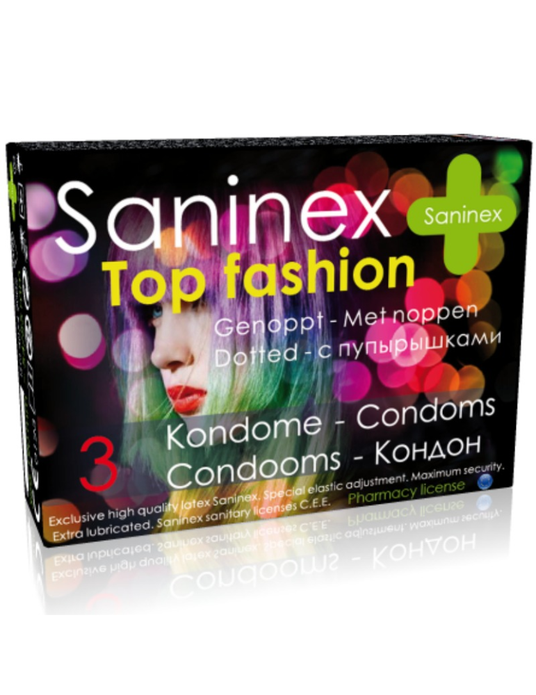 préservatifs saninex top fashion pointillés 3 unités