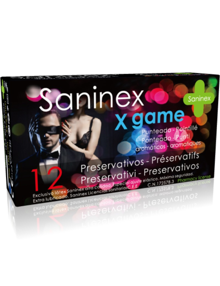préservatifs à pois à saveur de jeu saninex x 12 unités