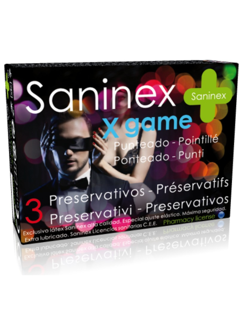 préservatifs à pois à saveur de jeu saninex x 3 unités