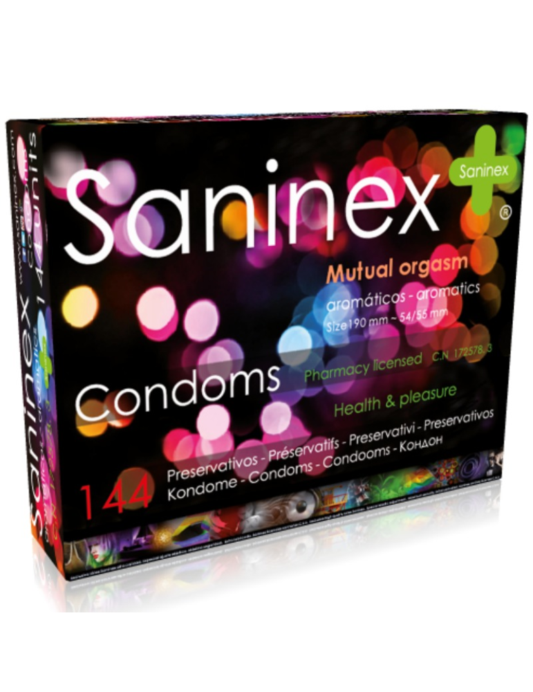 préservatifs aromatiques à orgasme mutuel saninex 144 unités