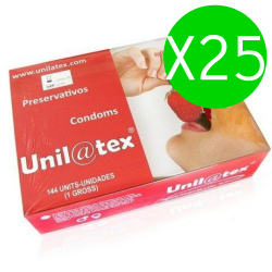 préservatifs unilatex rouge / fraise 144 unités x 25 unités