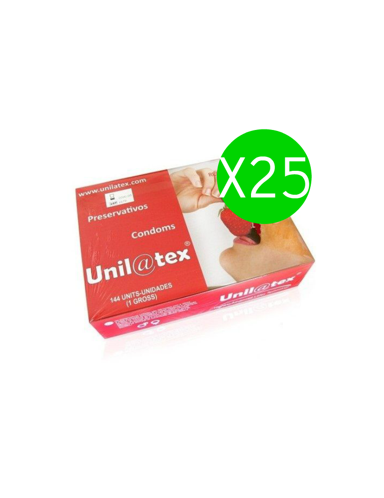 préservatifs unilatex rouge / fraise 144 unités x 25 unités