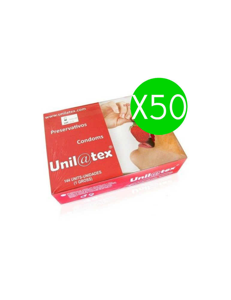 préservatifs unilatex rouge / fraise 144 unités x 50 unités